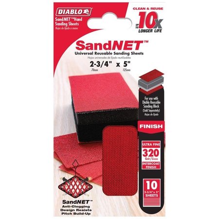 DIABLO SandNet 5 in. L X 2-3/4 in. W 320 Grit Ultra Fine Block Hand Sanding Pad DND234320S10N